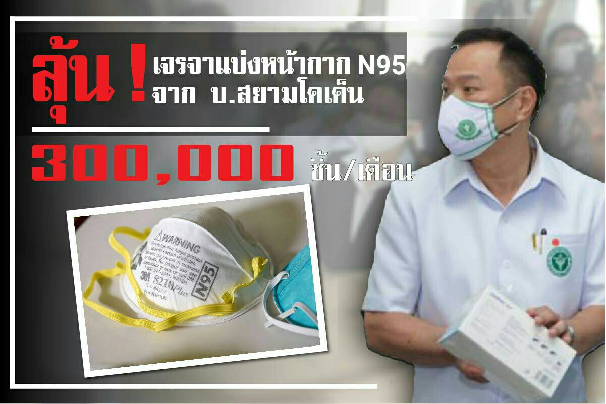 "อนุทิน" เตรียมเจรจา บ.สยามโคเค็น แบ่งหน้ากาก N95 ให้ไทยเพิ่ม 3แสนชิ้นต่อเดือน หลังได้มาแล้ว 2.4แสนชิ้น