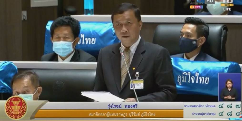 "รุ่งโรจน์ ทองศรี" ส.ส.บุรีรัมย์ ชม สธ.ไทย จัดการและแก้วิกฤตโควิด-19 ได้ดี ชี้ ! รัฐ ควรเพิ่มเงินให้ สธ. และ ขอฝนเทียม เพื่อช่วยแก้ปัญหาน้ำแล้ง จ.บุรีรัมย์