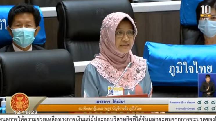 ‘พ.ญ.เพชรดาว’ ส.ส.บัญชีรายชื่อ ภท. กล่าวอภิปราย พ.ร.ก.กู้เงิน 3 ฉบับ