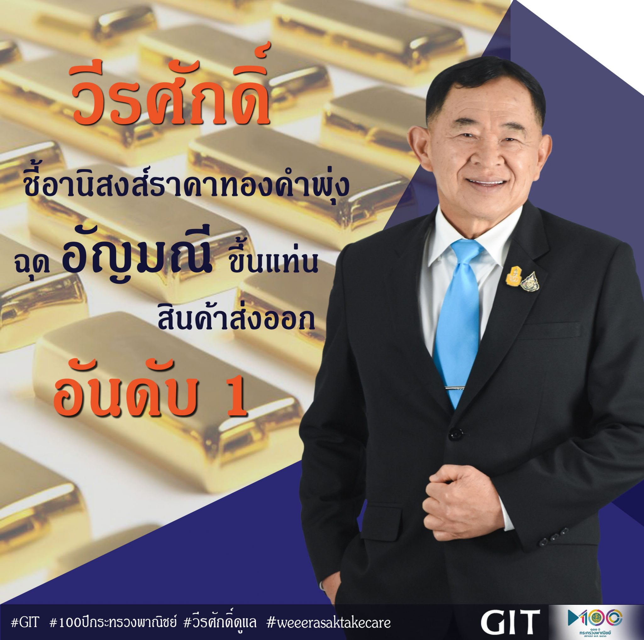 รมช.พาณิชย์ เผย! ส่งออกอัญมณี 4 เดือน ได้ทองคำหนุนพุ่ง 114.84% แต่หักออกลด 25.31% เหตุเจอโควิด-19 ฉุด