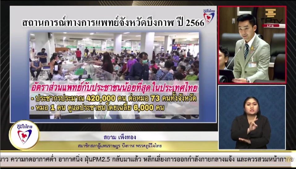 "สส.สยาม เพ็งทอง" วอนรัฐ เร่งแก้ไขปัญหา การขาดแคลนบุคคลากรทางการแพทย์ และยกระดับ รพ.สต. เพื่อลดการแออัด เพื่อความเป็นอยู่ที่ดีขึ้นของ ปชช.