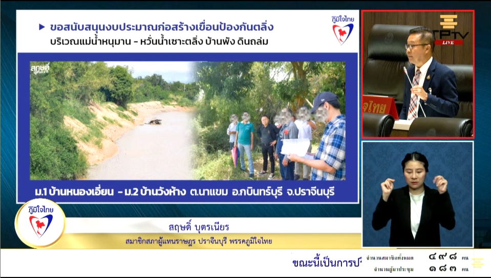 สส.สฤษดิ์" บนหน่วยงานที่เกี่ยวข้องเร่งซ่อมแซมถนน 304 และ แก้ไขปัญหาตลิ่งพัง อ.กบินทร์บุรี จ.ปราจีนบุรี