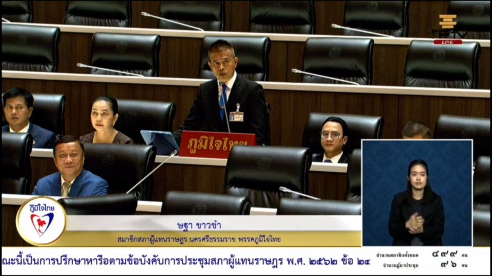 “ษฐา” สส.นครศรีธรรมราช เสนอขยายช่องจราจร และติดตั้งไฟส่องสว่างทางหลวงชนบท ทั้ง 3 สาย พร้อมชง เพิ่มสวัสดิการให้แก่ สมาชิก อส.